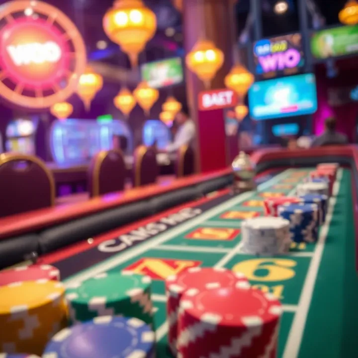 Various Betting Options at Woo Casino Illustration showing different types of bets available at Woo Casino with chips and betting options