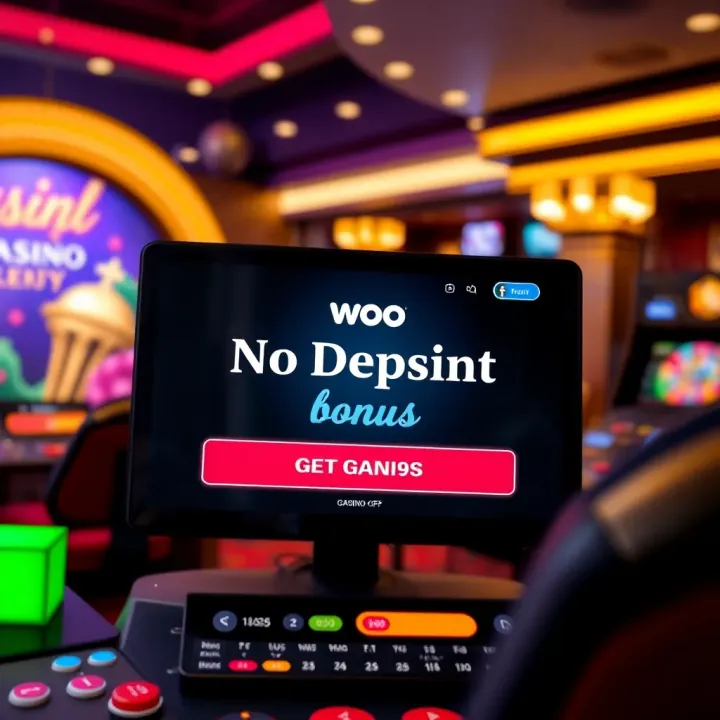Illustration showing a digital casino interface highlighting a no deposit bonus offer