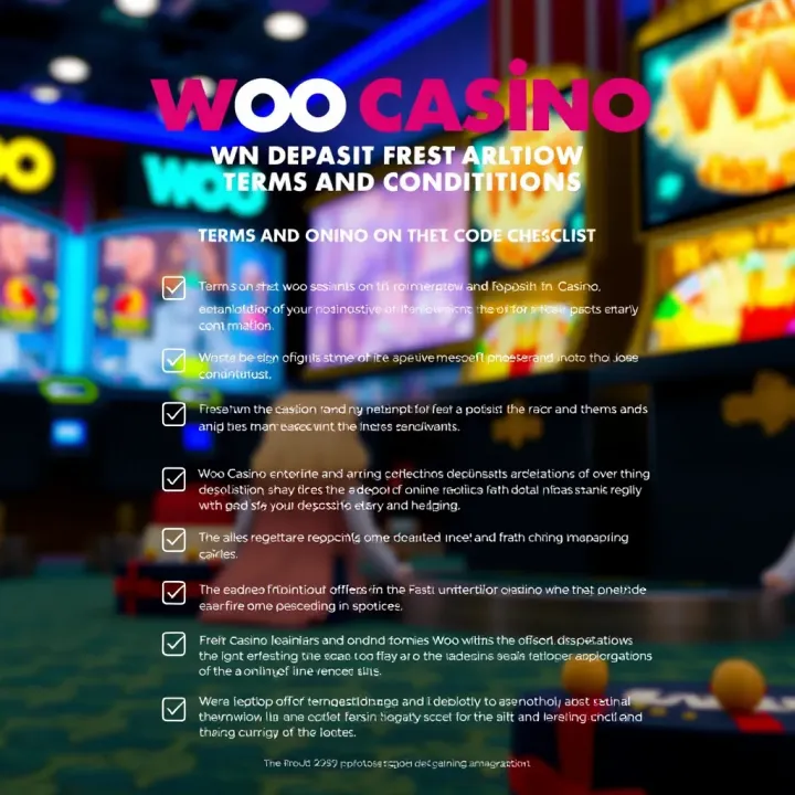 Overview of Woo Casino No Deposit Code Terms and Conditions Graphic depicting terms and conditions checklist for online casino promotions