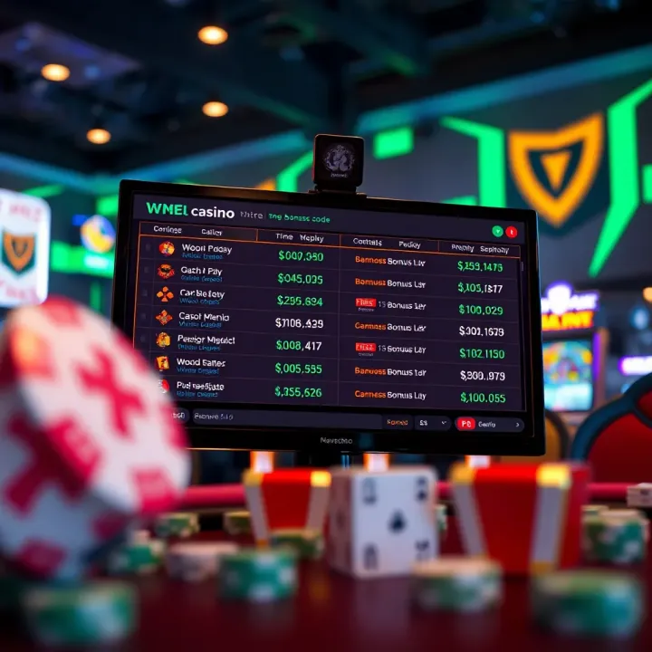 Illustration of a digital casino interface showing bonus codes for Australian players