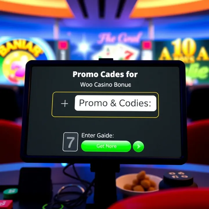 Illustration showing a digital interface with a promo code entry field and casino game elements in the background