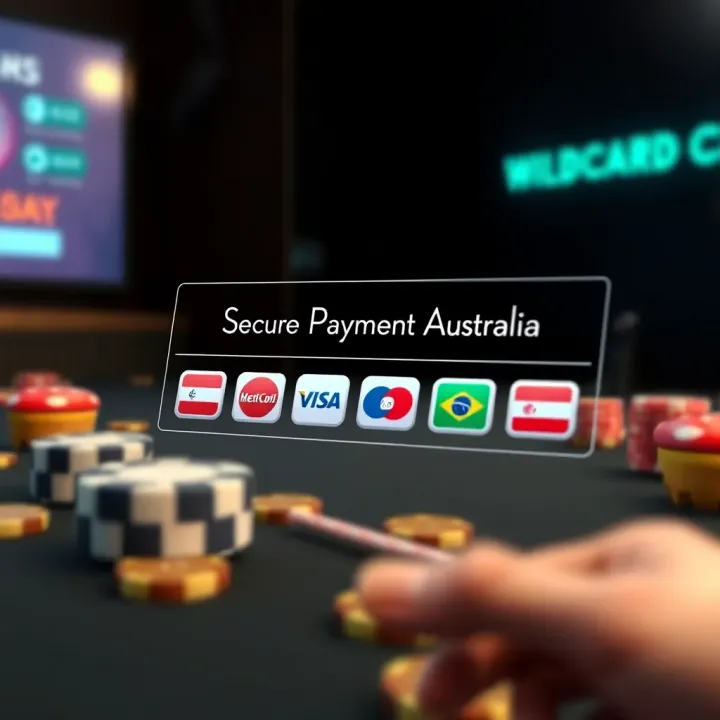 Secure payment transaction icons representing multiple payment methods available for Australian players