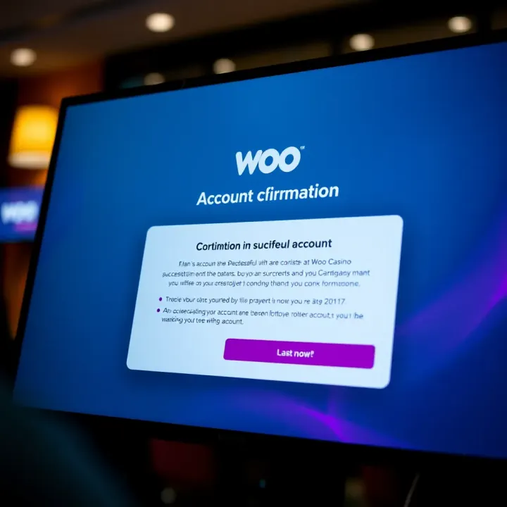 Account Confirmation on Woo Casino Platform Secure confirmation screen showing successful account setup