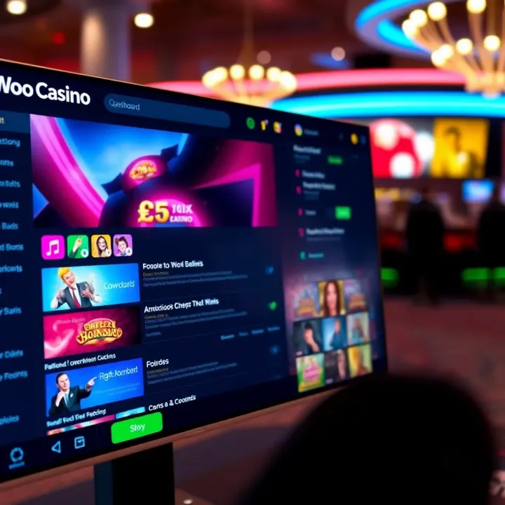 Dashboard overview displaying key features and options available after logging into Woo Casino