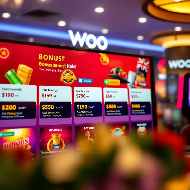 Display of bonus offers and payment methods compatible with Australian users on Woo Casino platform