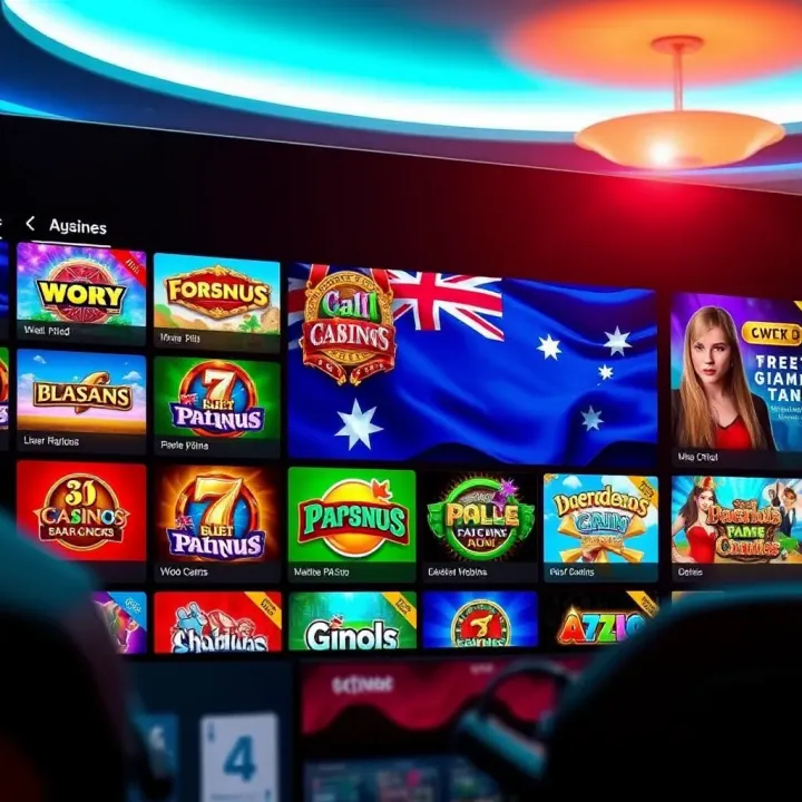 Interface showing a variety of online casino games available on Woo Casino with an Australian flag symbolizing local player focus