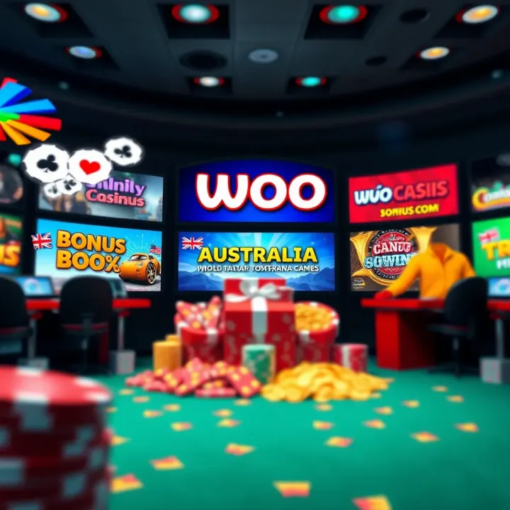 Illustration of various casino bonus codes with Australian theme