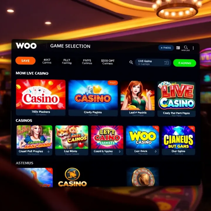 Online casino platform interface showing a variety of slot games and live casino options