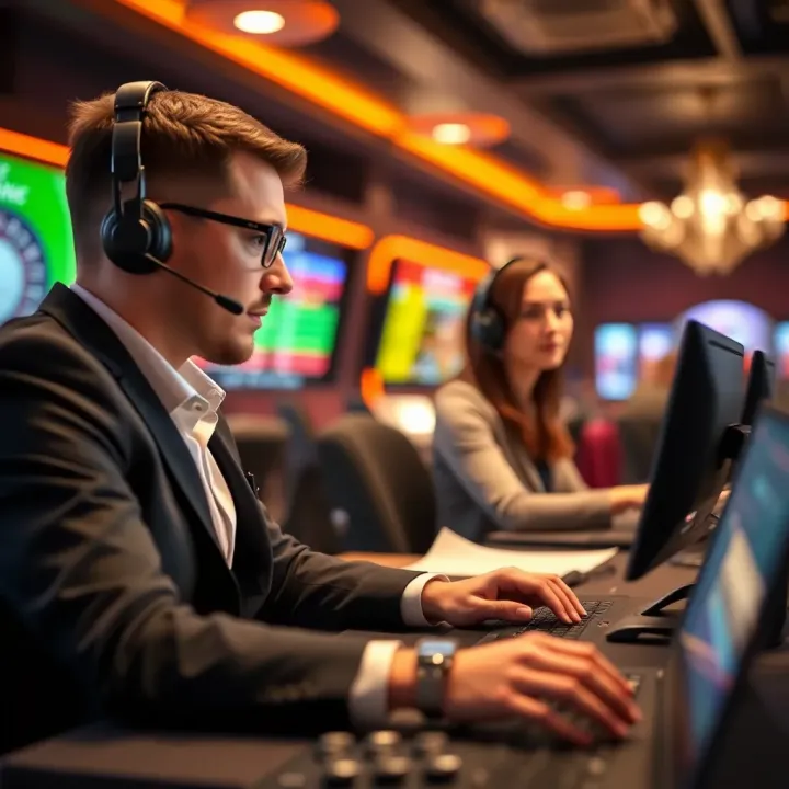Conceptual graphic showing customer support interaction resolving online casino issues