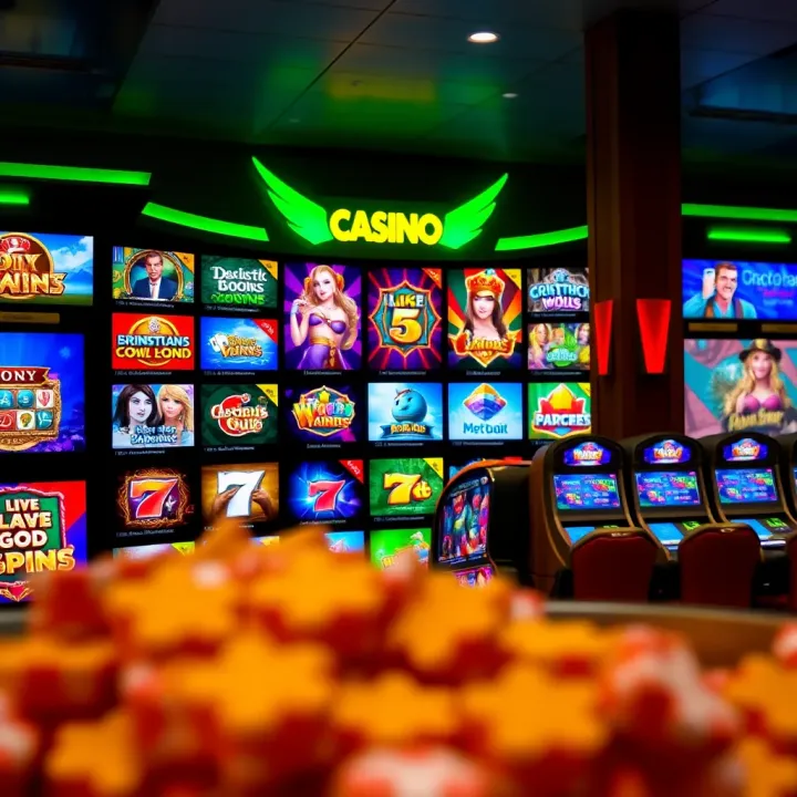 Diverse Game Selection at Woo Casino Colorful digital casino interface showing a variety of slot games and live dealer options