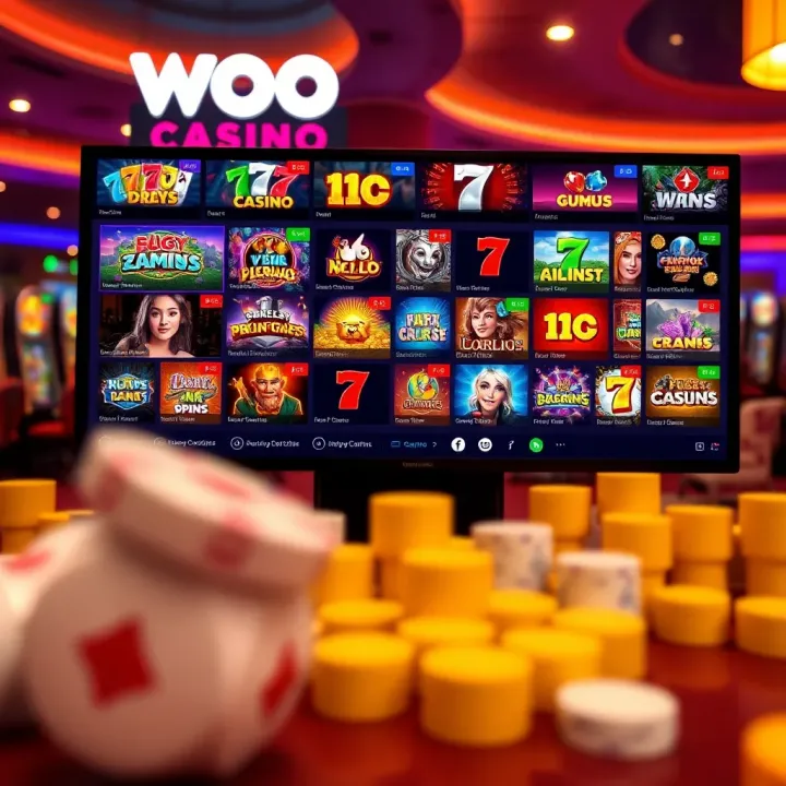 Colorful selection of casino games displayed on a digital screen