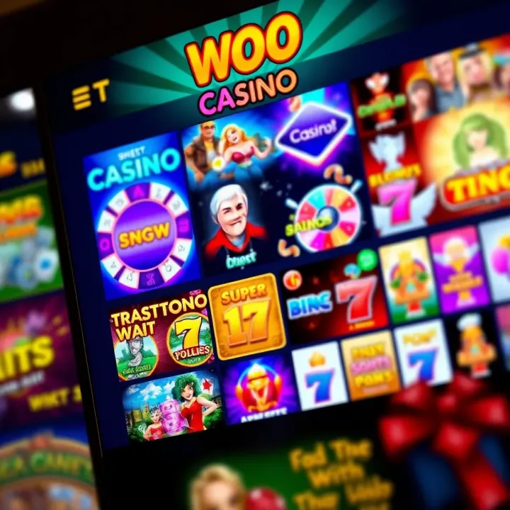 Colorful assortment of casino game icons including slots and card games on a digital screen
