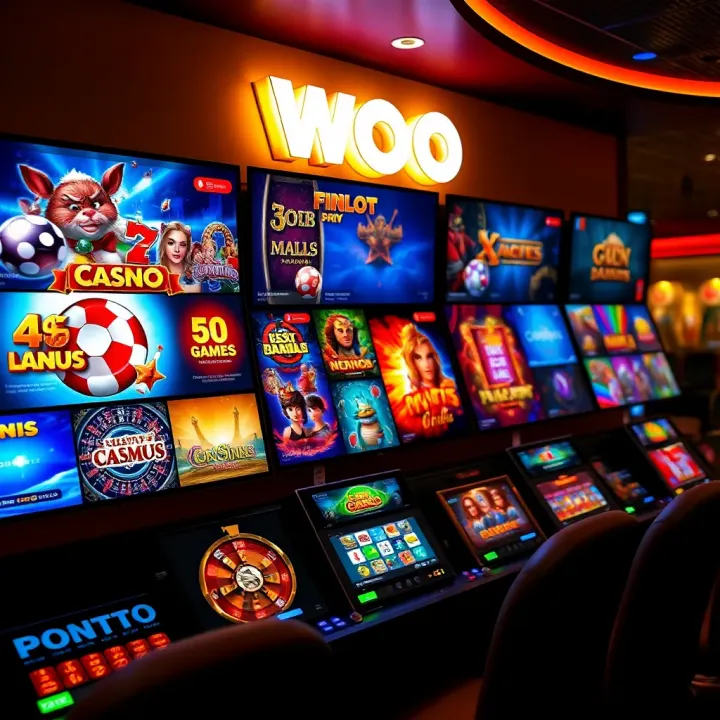 Wide selection of casino games displayed on a digital interface