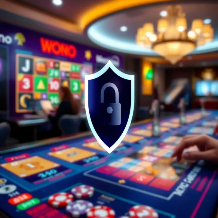 Secure online casino platform with digital protection icons