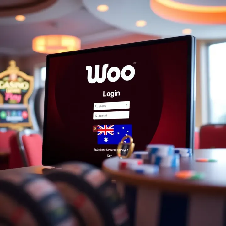 Secure login screen for an online casino platform with Australian flag icon