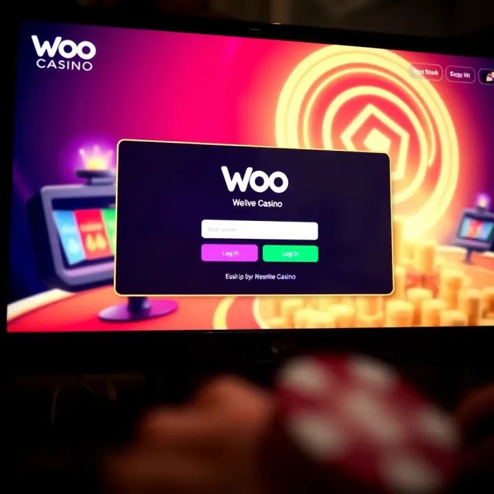 Woo Casino Login Interface Display User entering login credentials on the Woo Casino website interface
