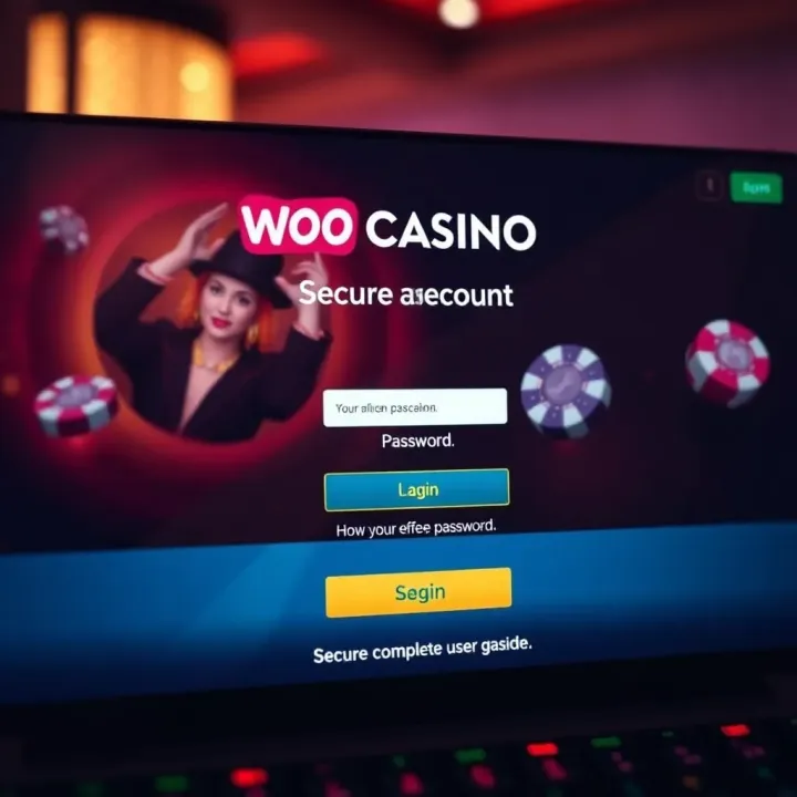 User interface showcasing the Woo Casino login screen with secure password entry