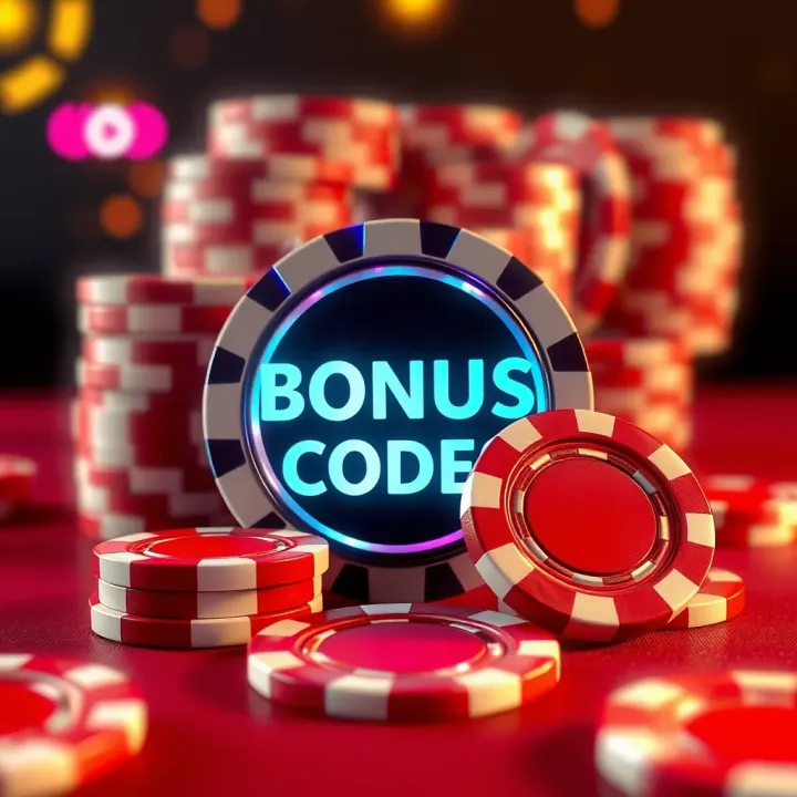 Digital Bonus Codes and Casino Chips Symbolizing Online Casino Rewards Illustration of digital bonus codes and casino chips representing online casino rewards