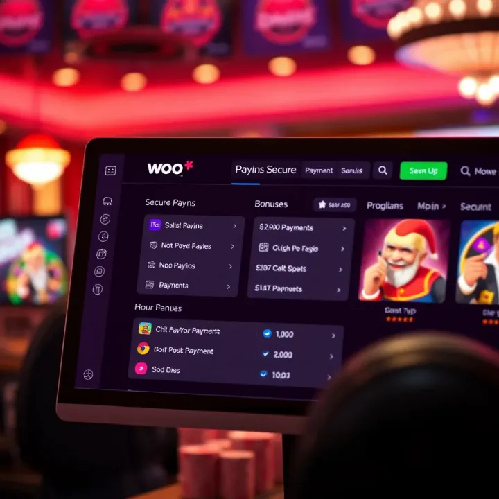 Secure Payments and Bonuses at Woo Casino for Australian Users Dashboard highlighting secure payment options and bonuses available on Woo Casino for Australian users