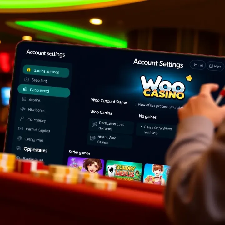 Intuitive Navigation on Woo Casino Platform Navigation menu of Woo Casino platform highlighting account settings and game categories