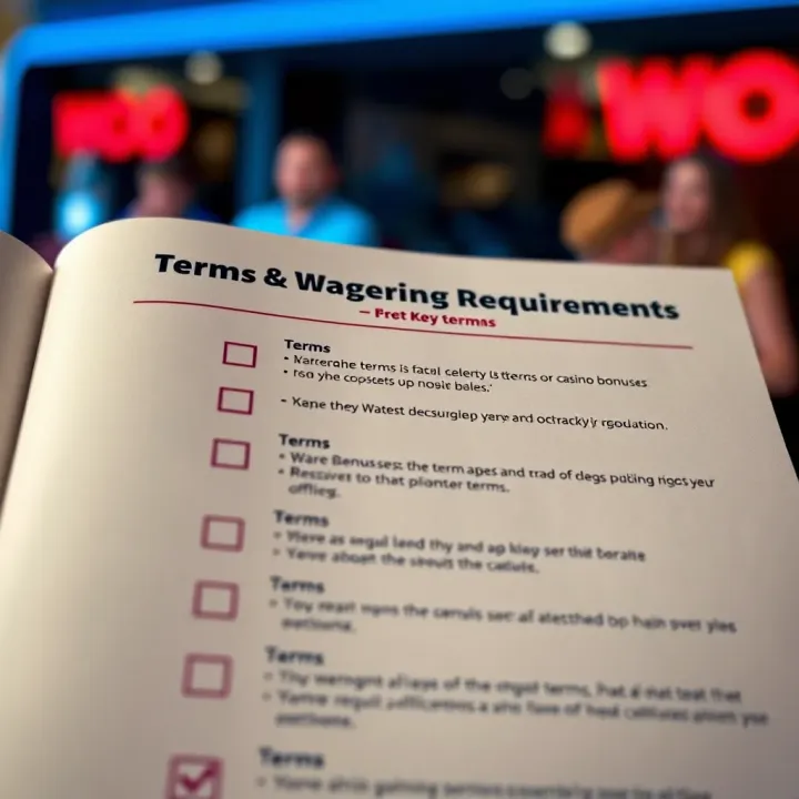 Important Terms and Wagering Requirements in Woo Casino Promotions Checklist highlighting key terms and wagering requirements for casino bonuses