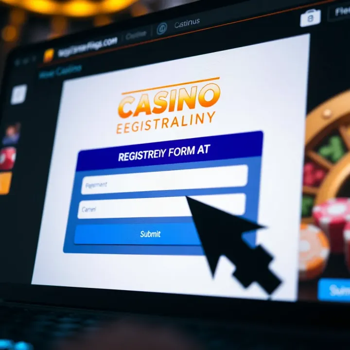 Online Registration Form for Bonus Eligibility Graphic depicting an online registration form with a cursor clicking submit for casino bonus eligibility