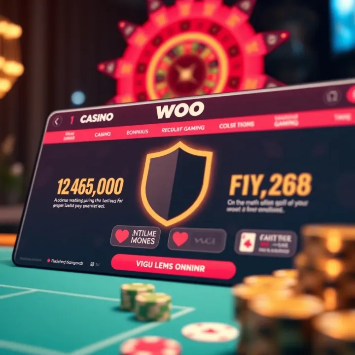 Safe and Fair Play at Woo Casino Illustration of a secure online casino platform highlighting responsible gaming and fair play features