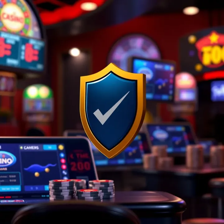 Tips for Safe and Successful Online Casino Play Illustration of secure online casino gameplay with shield and checkmark symbols