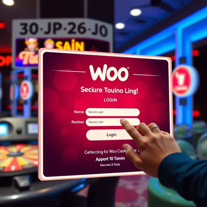 Secure Login Interface for Woo Casino Access User entering credentials on a secure login interface for Woo Casino