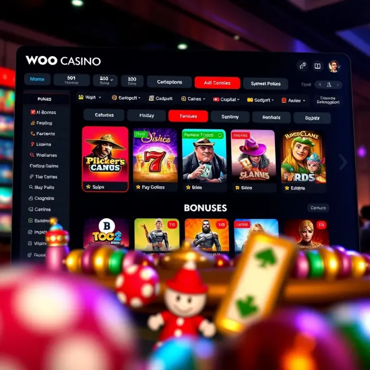 User-friendly online casino dashboard showcasing bonuses, payment methods, and game categories