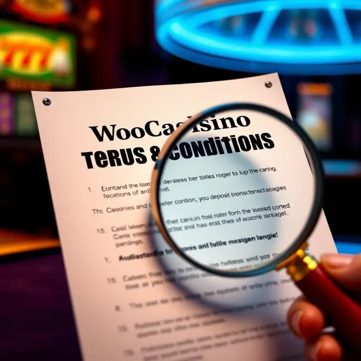 Graphic showing terms and conditions document with a magnifying glass symbolizing careful review