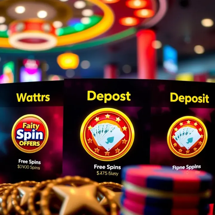 Visual representation of online casino bonuses with icons representing free spins and deposit offers