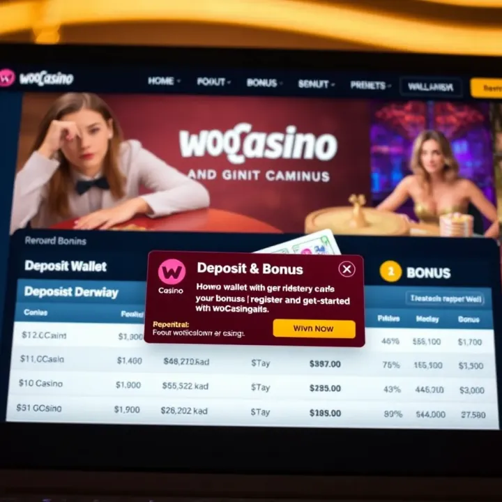 Digital wallet and bonus notification displayed on online casino dashboard