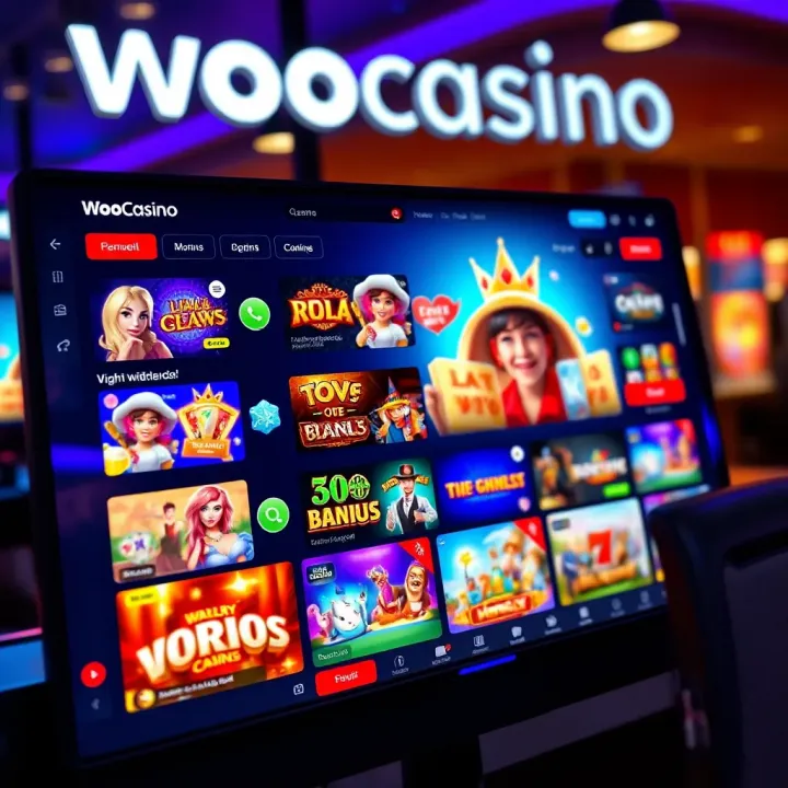 A vibrant digital casino interface showcasing a variety of online games including slots and table games on a sleek screen