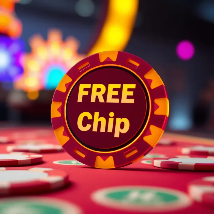 Illustration of a digital casino chip glowing on a vibrant background symbolizing free chip rewards