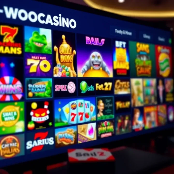 Colorful selection of online casino games displayed on a digital interface