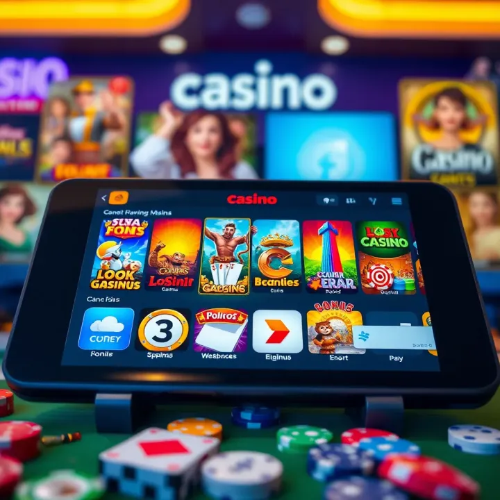 Variety of Casino Games and Payment Options at WooCasino Display of diverse online casino games on a digital device with payment method icons