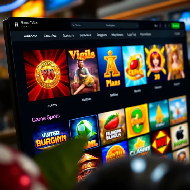 Screenshot showing the diverse game library available on WooCasino.com with vibrant slot and table game icons