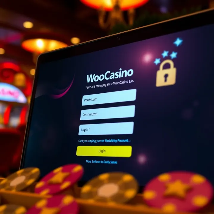 User interface showing WooCasino login screen with secure login fields