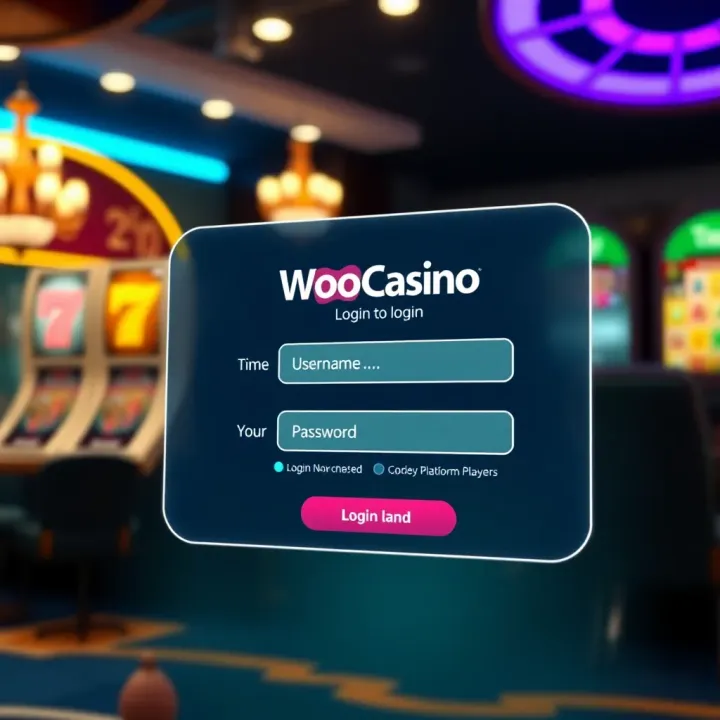 Secure login interface showing username and password fields on WooCasino platform