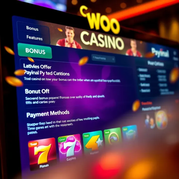 Bonus Features and Payment Methods at Woo Casino Screen showing bonus offers and payment options tailored for Australian Woo Casino users