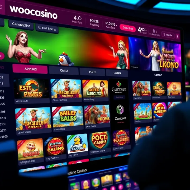 Exciting online casino interface showcasing diverse gaming options and vibrant graphics