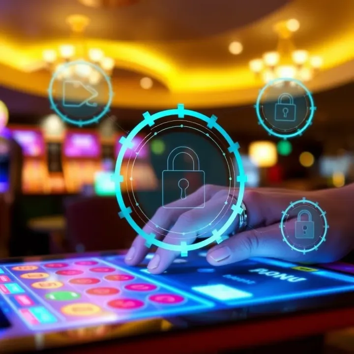 Safe and Reliable Payment Methods at WooCasino Secure online payment transaction with digital security icons overlaid on a casino background